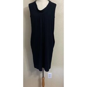 DKNY Black Wool Blend Sleeveless Cowl Neck Shift Dress Womens Small